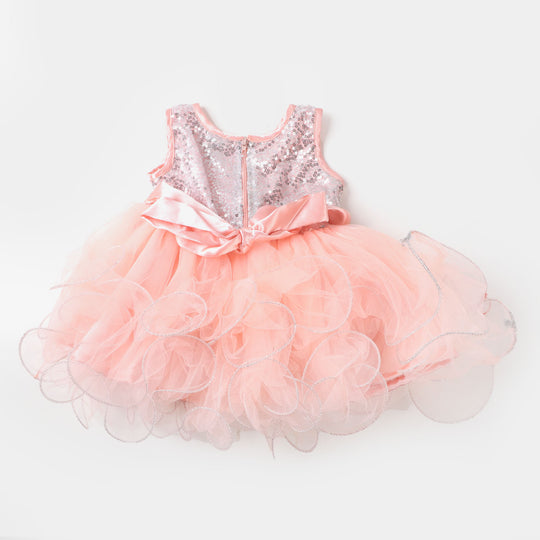 Infant Girls Fancy Frock Shinning Star - Peach