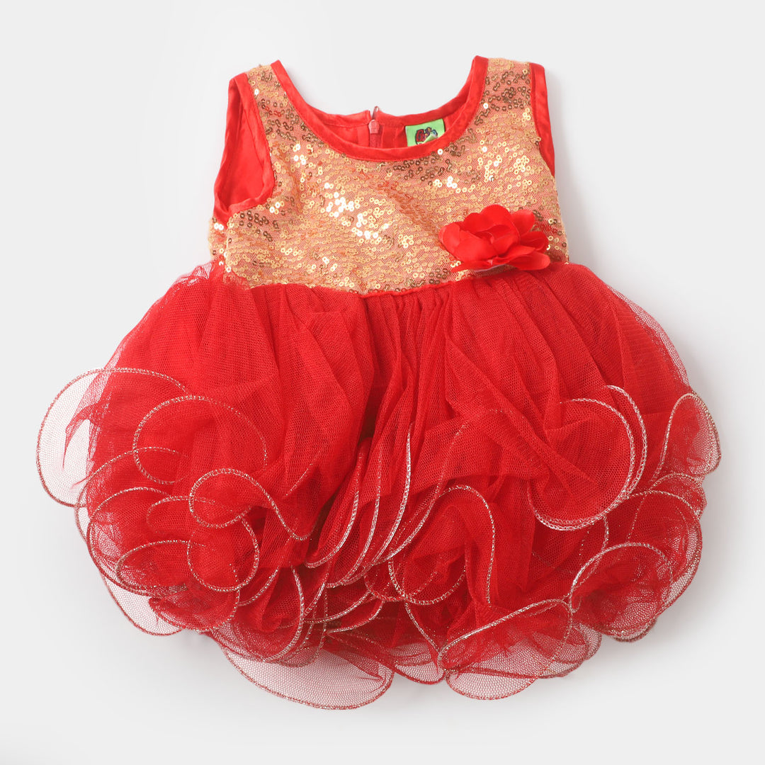 Infant Girls Fancy Frock Shinning Star - Red