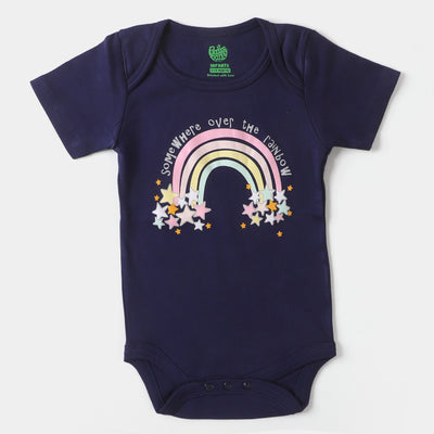 Infant Cotton Romper Rainbow - NAVY