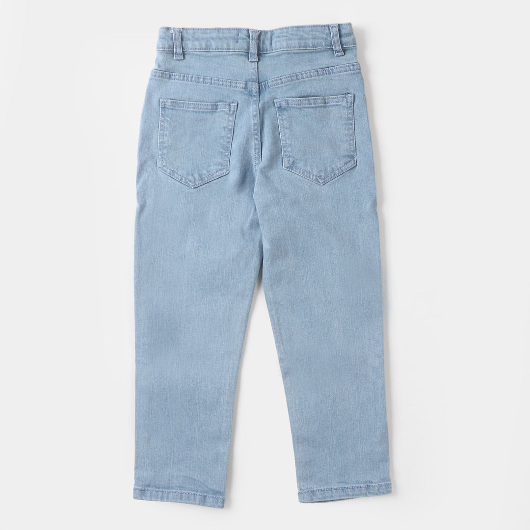 Girls Denim Pant Mom Fit  - Ice Blue