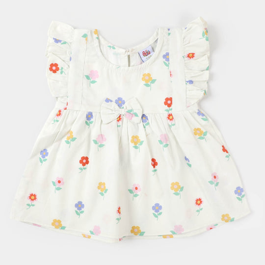 Infant Girls Cotton Casual Frock - Multi