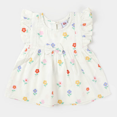 Infant Girls Cotton Casual Frock - Multi