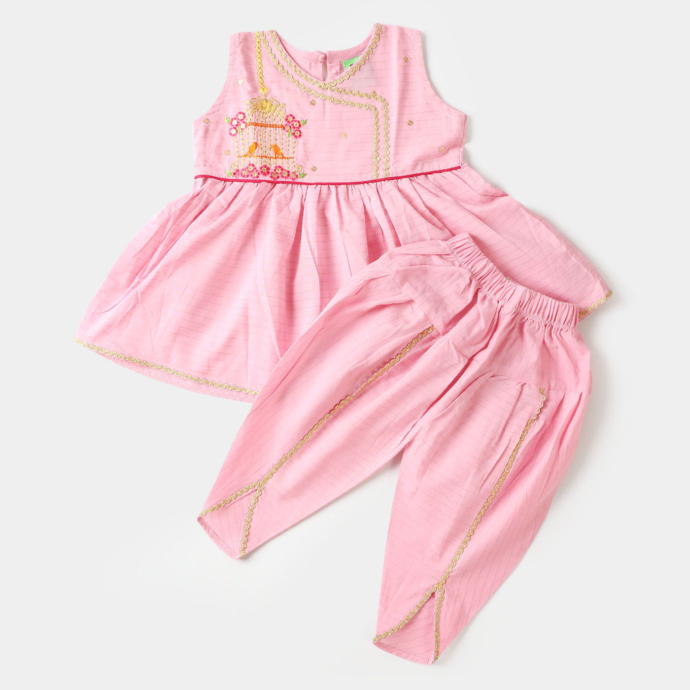 Infant Girls 2PC Suit Baby Bird Cage - Pink