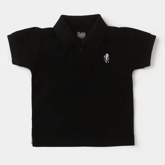 Infant Boys Basic Polo T-Shirt  - BLACK