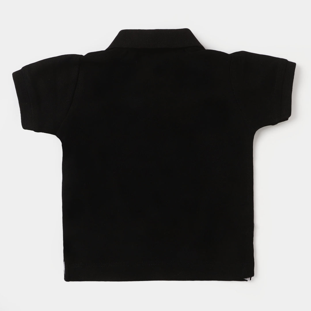 Infant Boys Basic Polo T-Shirt  - BLACK