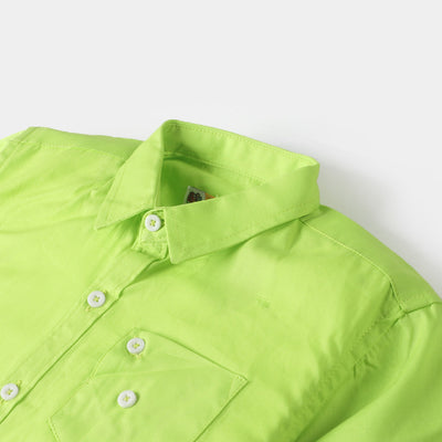 Boys Cotton Casual Shirt Lets Have Fun - Light Green