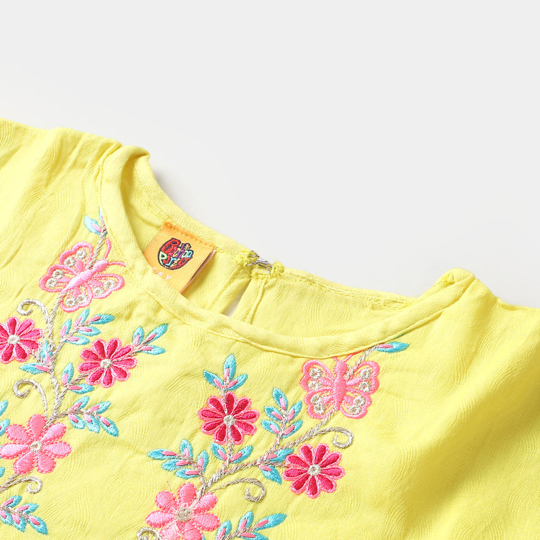 Girls Jacquard EMB Top Gorgeous - Yellow