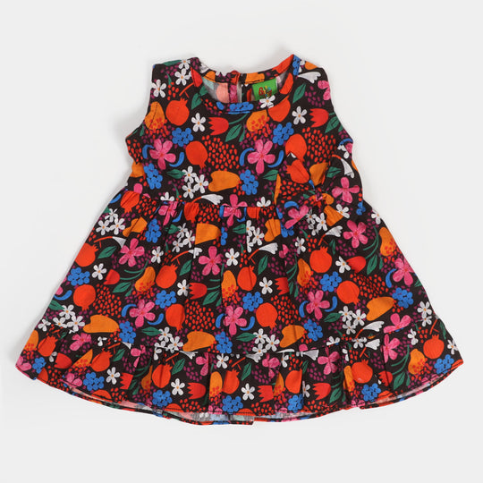 Infant Girls Cotton Casual Frock - Multi