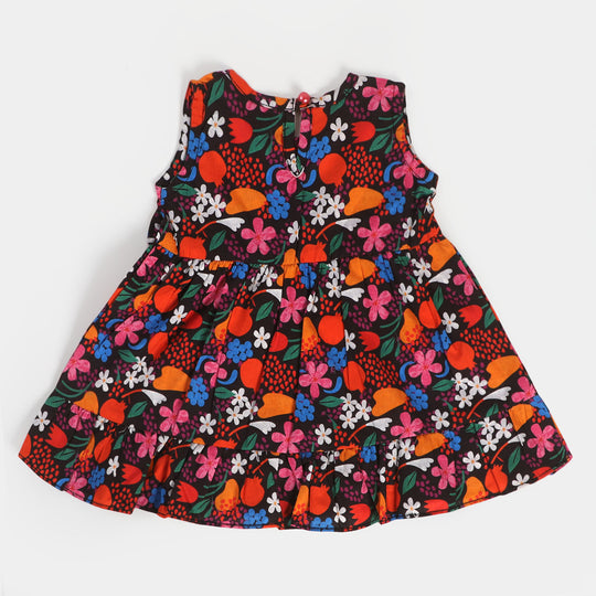 Infant Girls Cotton Casual Frock - Multi