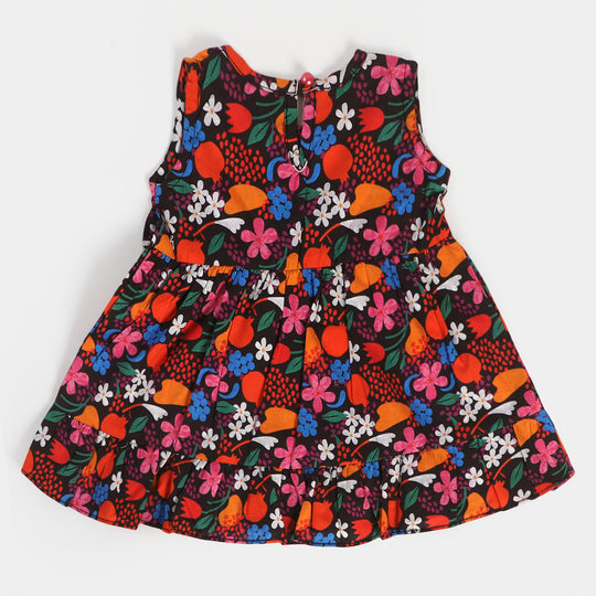 Girls Cotton Casual Frock - Multi