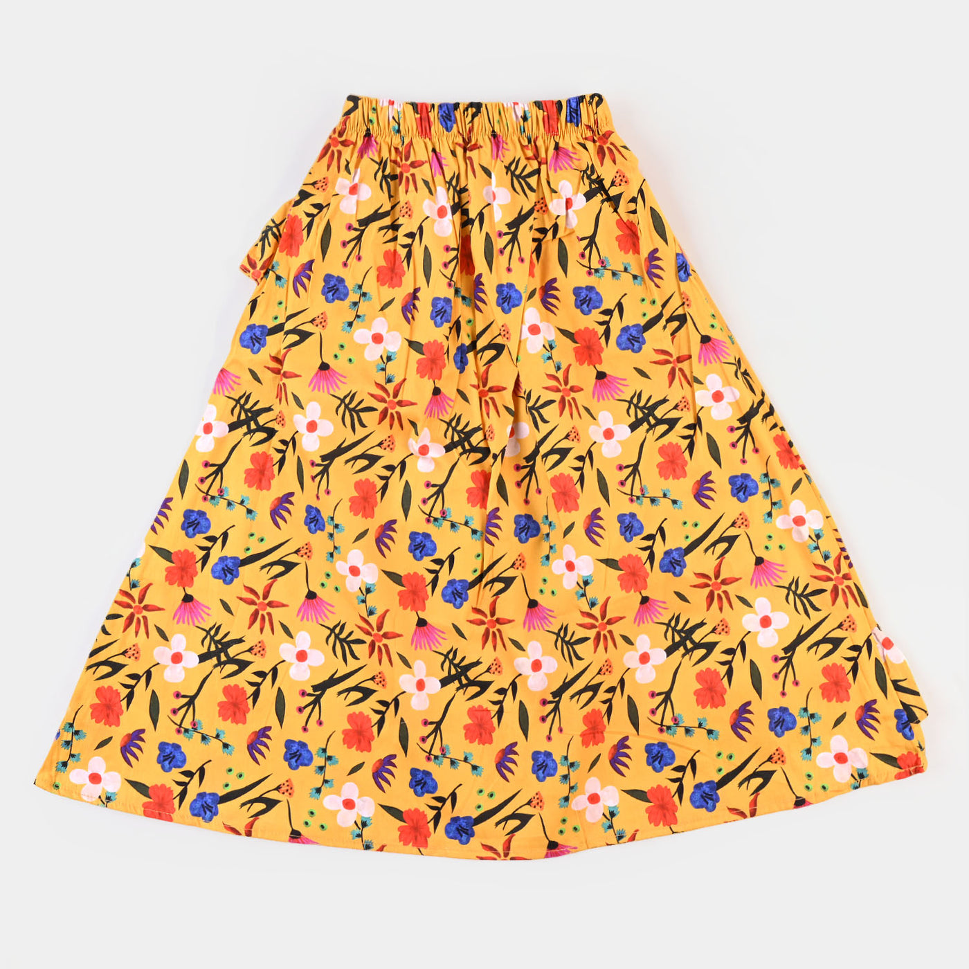 Girls Digital Print Long Skirt - Yellow