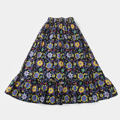 Girls Digital Print Long Skirt - Multi