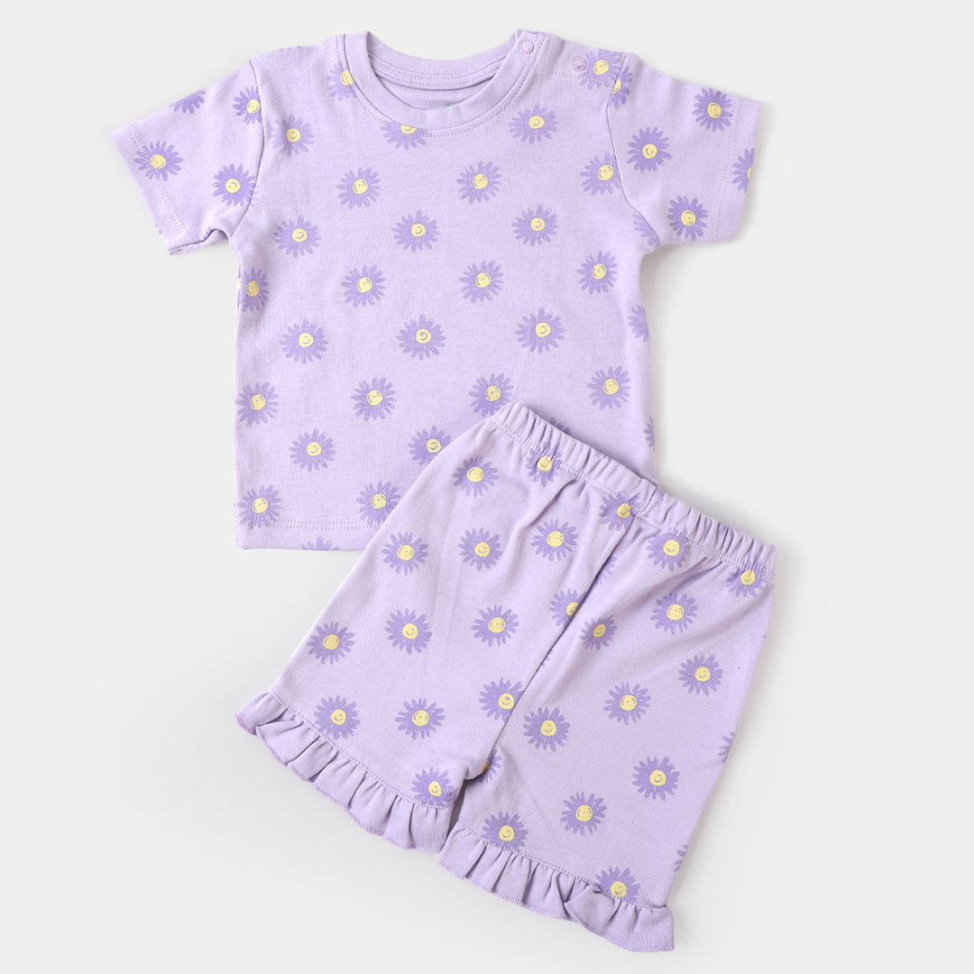 Infant Girls Cotton Set 2 Pc Sun Flower - Lilac