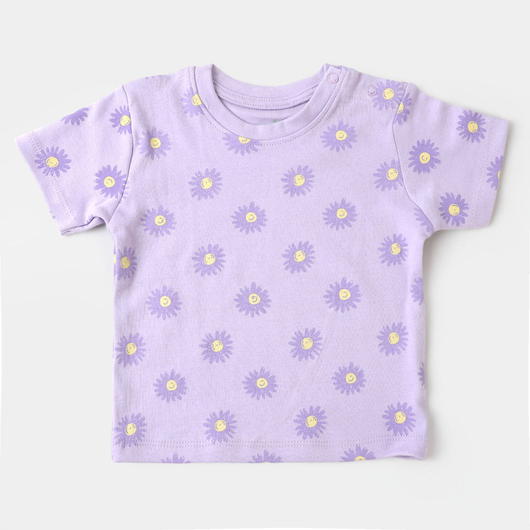 Infant Girls Cotton Set 2 Pc Sun Flower - Lilac