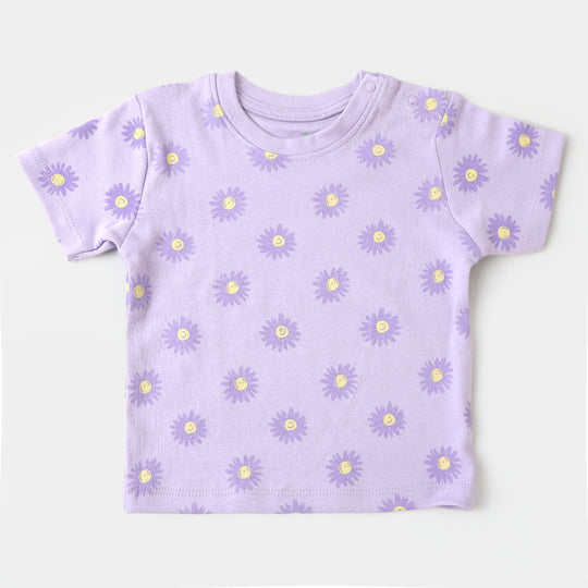 Infant Girls Cotton Set 2 Pc Sun Flower - Lilac