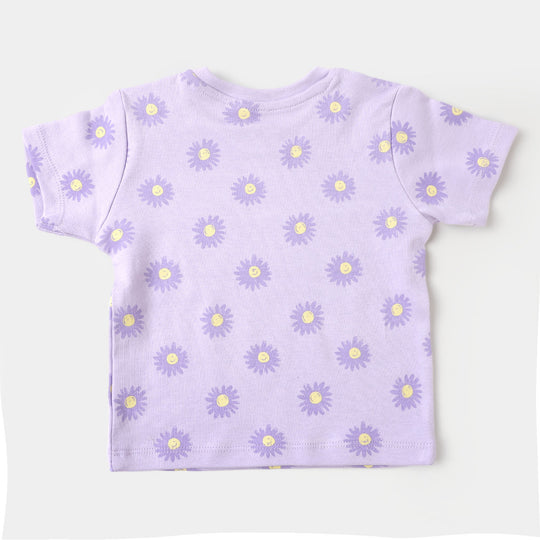 Infant Girls Cotton Set 2 Pc Sun Flower - Lilac