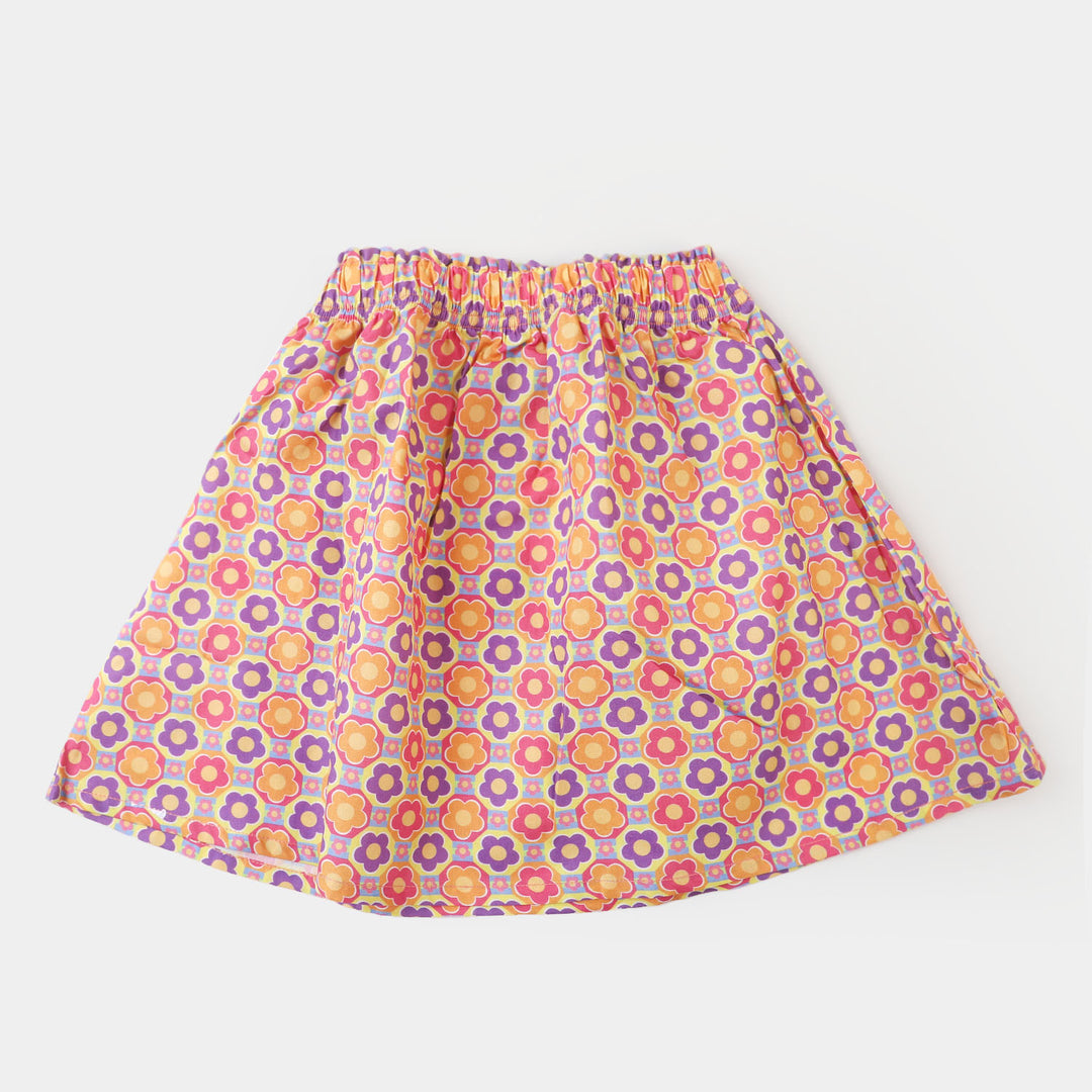 Girls Digital Print Casual Short Skirt - Multi