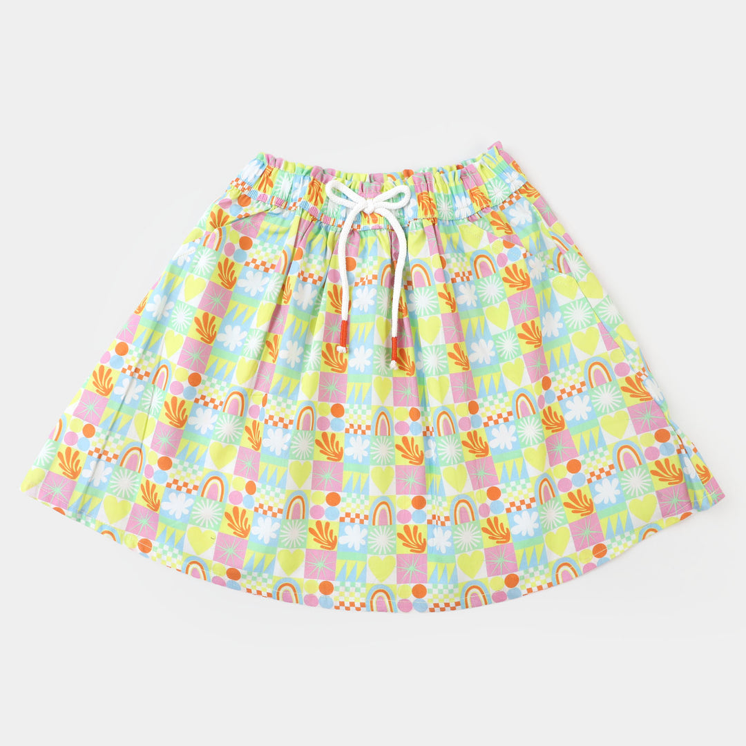 Girls Digital Print Casual Short Skirt - Multi