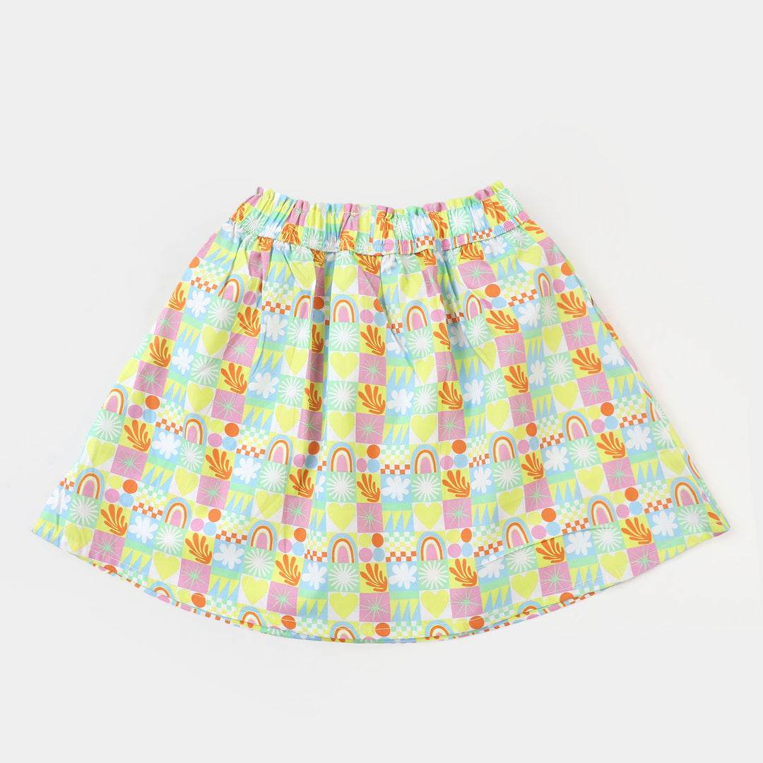 Girls Digital Print Casual Short Skirt - Multi