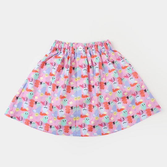 Girls Digital Print Casual Short Skirt - Multi