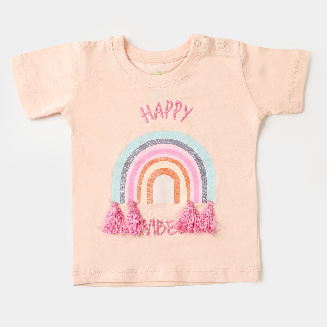 Infant Girls T-Shirt Happy Vibes - Scallop Shell