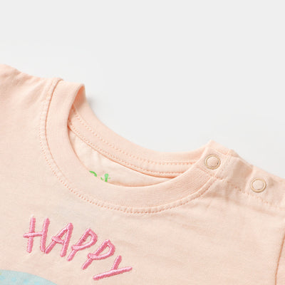 Infant Girls T-Shirt Happy Vibes - Scallop Shell