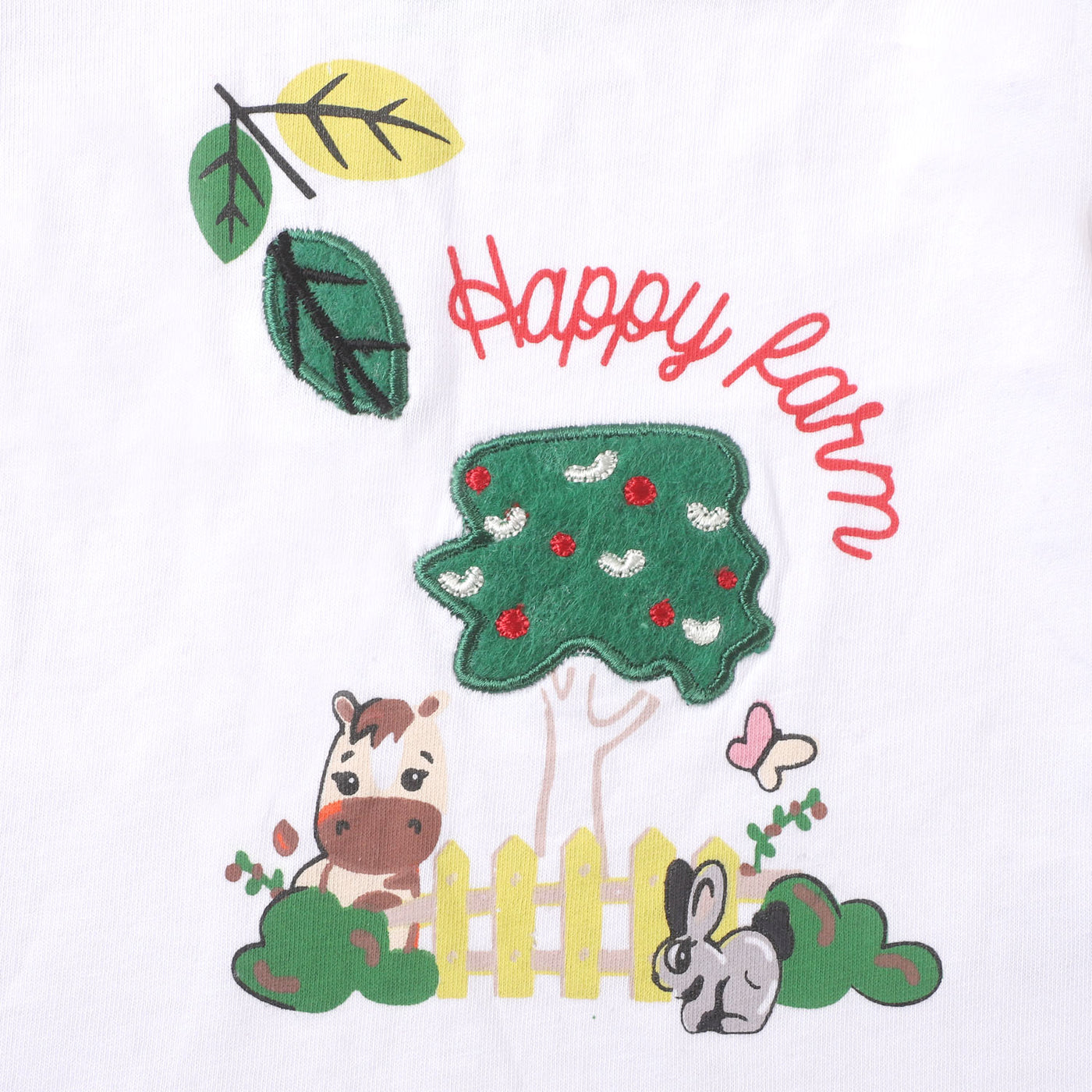Infant Girls T-Shirt Happy Farm  - White
