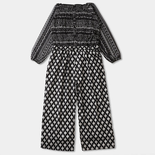 Girls Cotton Jumpsuit - BLACK