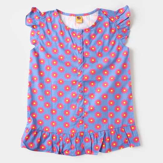 Girls Cotton Casual Top - Blue