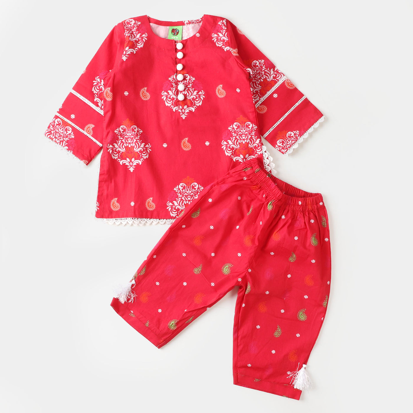 Infant Girls Cotton Digital Print 2 PCs Suit Summer Time - Pink