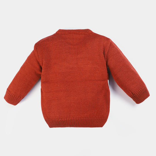 Infant Boys Acrylic Sweater Character - Maroon/White