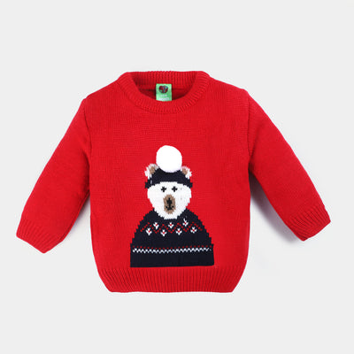 Infant Boys Acrylic Sweater Snow Man - Red