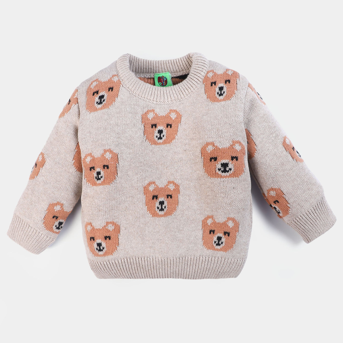 Infant Boys Cotton Sweater Bear - BEIGE