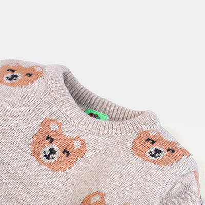 Infant Boys Cotton Sweater Bear - BEIGE