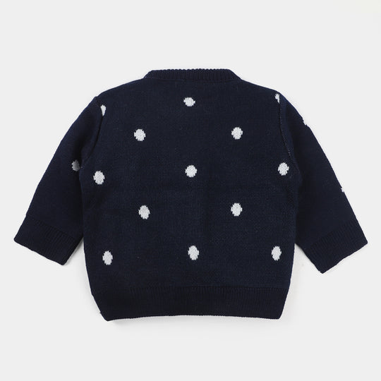 Infant Girls Acrylic Full Sleeves Sweater -NAVY