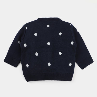 Infant Girls Acrylic Full Sleeves Sweater -NAVY
