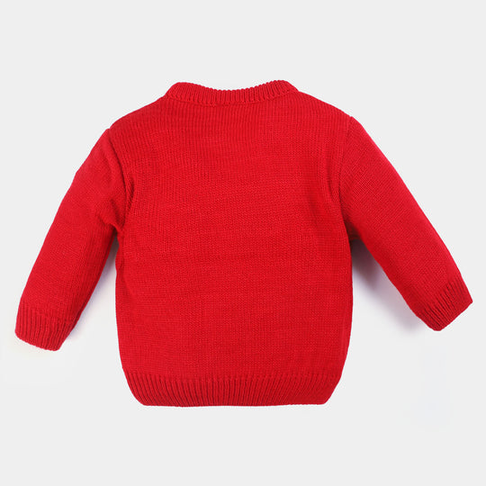 Infant Girls Acrylic Full Sleeves Sweater-Red