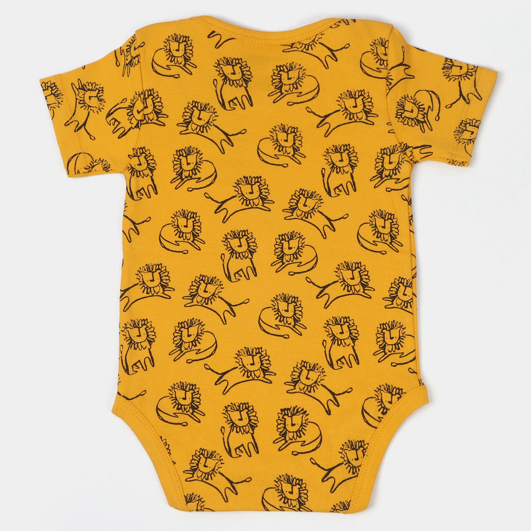 Infant Boy Cotton Interlock Romper Lion-Citrus