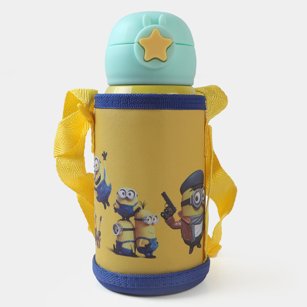 Water Bottle Steel With Cartoon Pouch