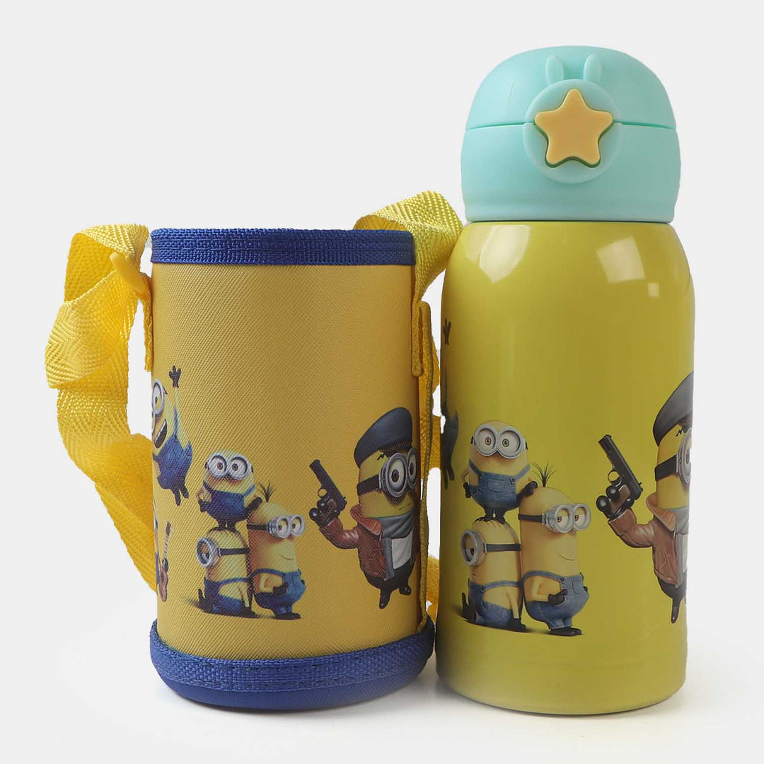 Water Bottle Steel With Cartoon Pouch