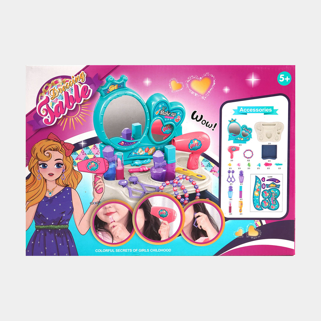 Dressing Table & Jewelry Play Set For Girls