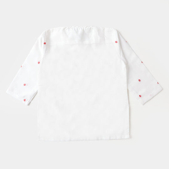 Infant Boys Embroidered 3PCs Set Suit - White