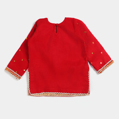 Infant Girls 2PCs Suit Laal-Red