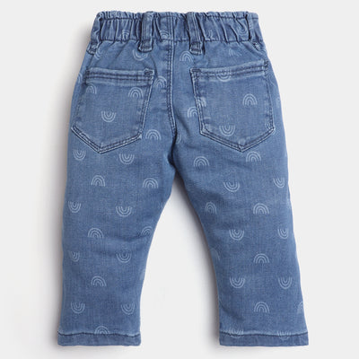 Infant Girls Denim Pant Rainbow-Mid Blue