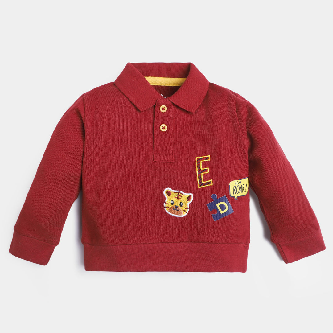 Infant Boys Cotton Polo T-Shirt Roar-Maroon