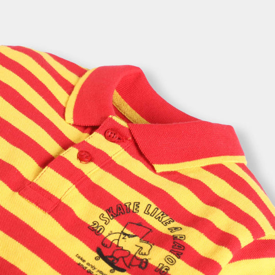 Boys Cotton Polo T-Shirt Skate - Stripes