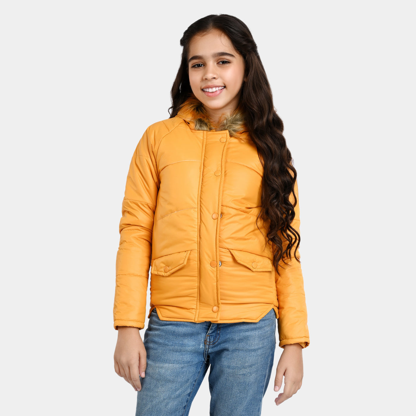 Girls Mix taffeta Quilted Jacket Golden Rod - Citrus