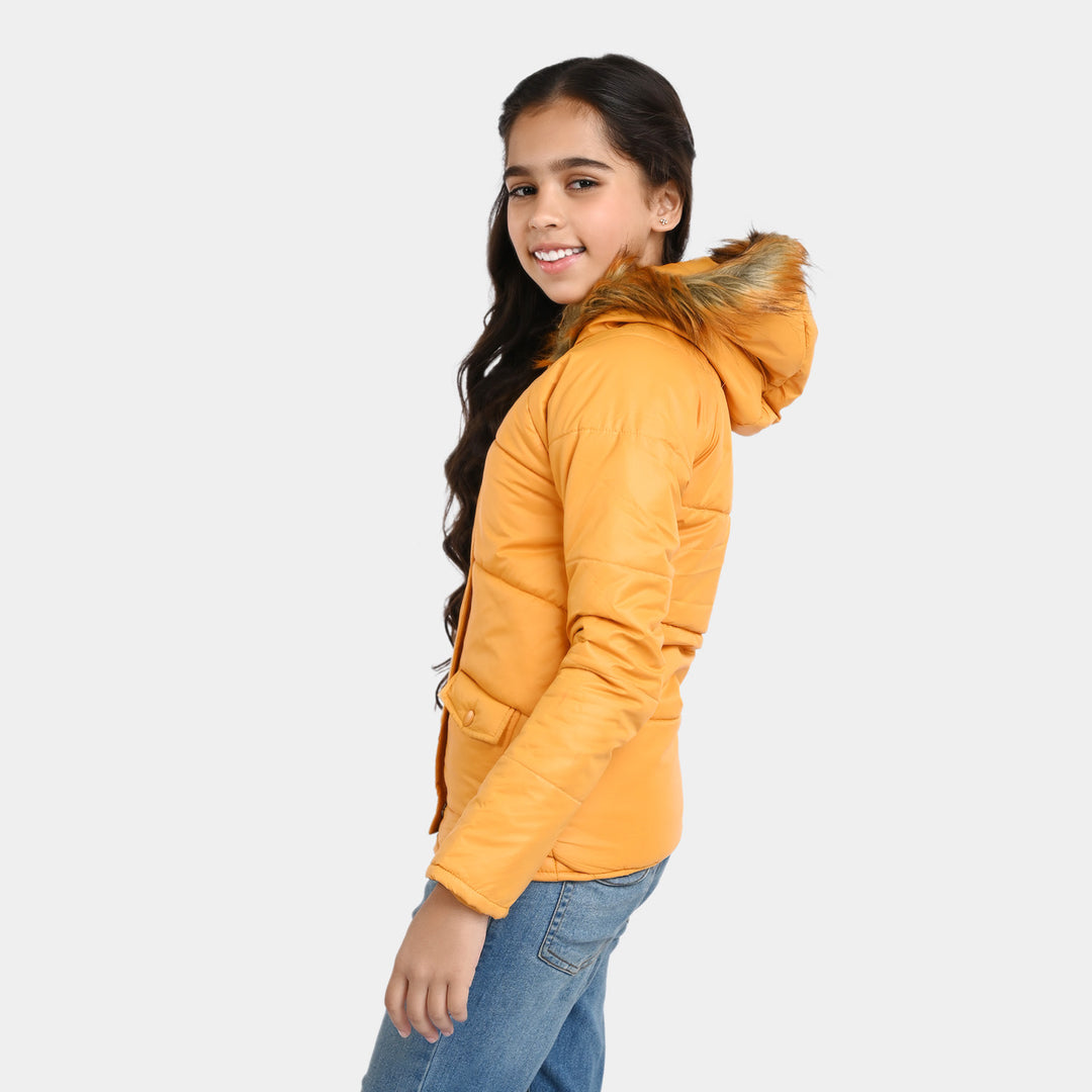 Girls Mix taffeta Quilted Jacket Golden Rod - Citrus