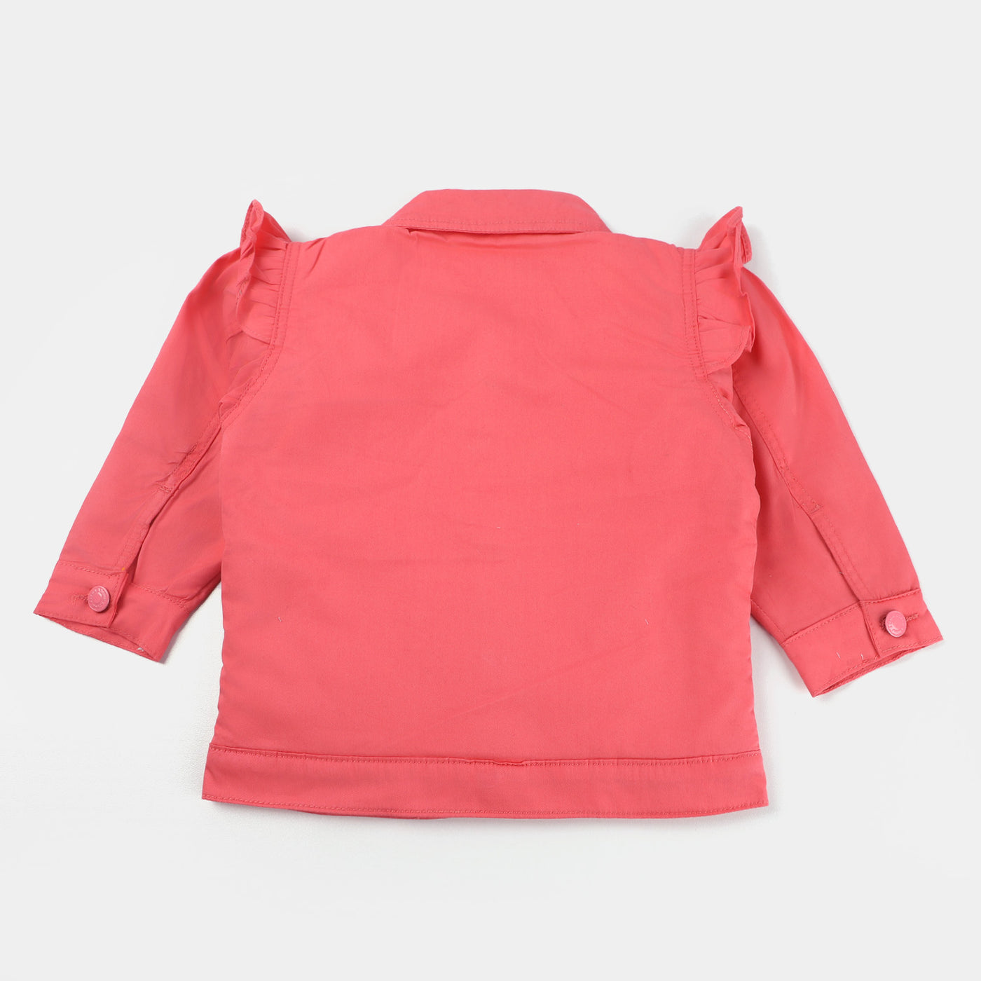 Infant Girls Cotton Jacket Frill-Pink