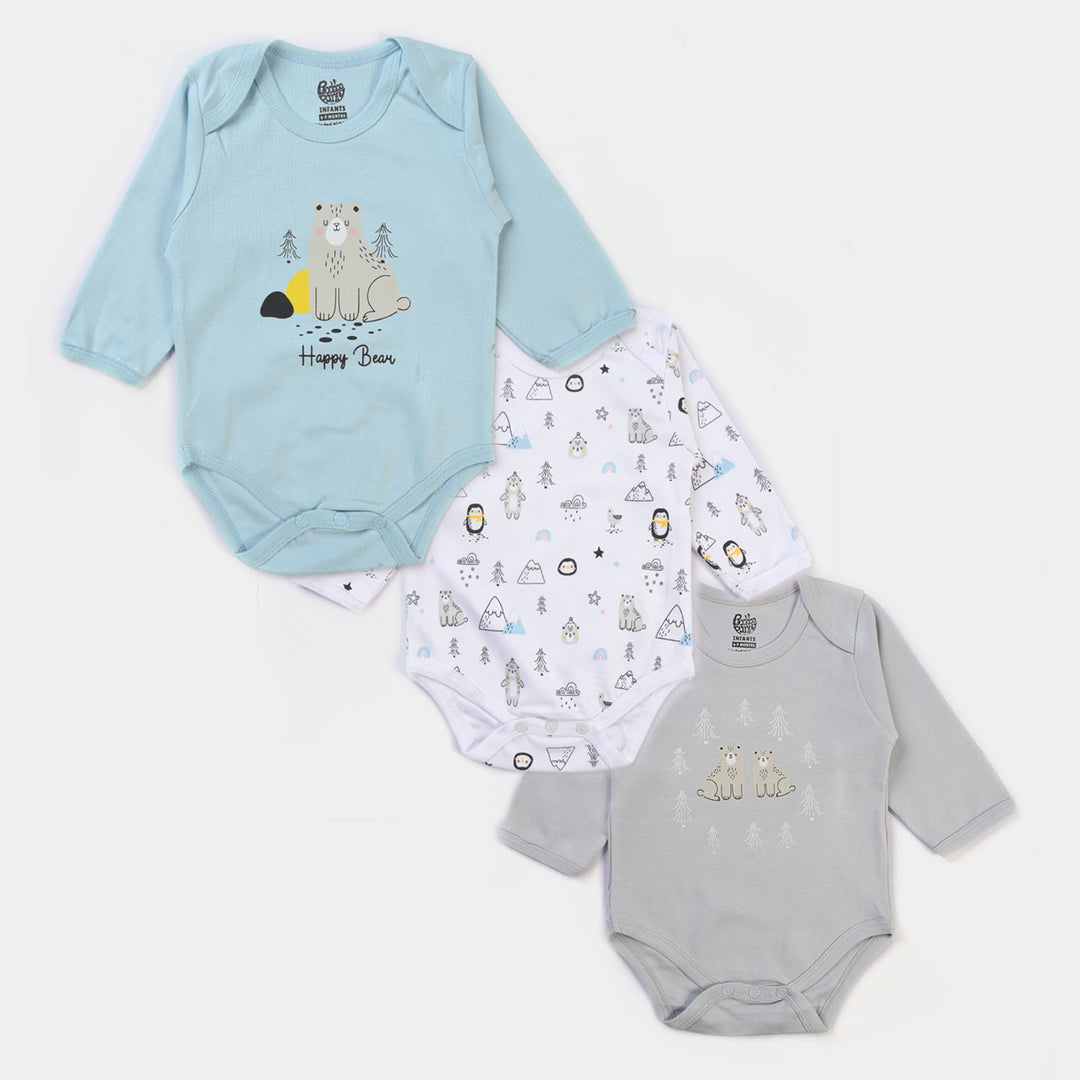 Pack OF 3 Infant Boys Cotton Romper Set Bear